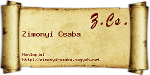 Zimonyi Csaba névjegykártya
